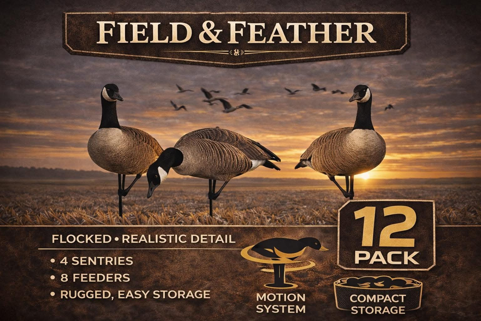 12 Full Body Field and Feather Canada Goose Decoys